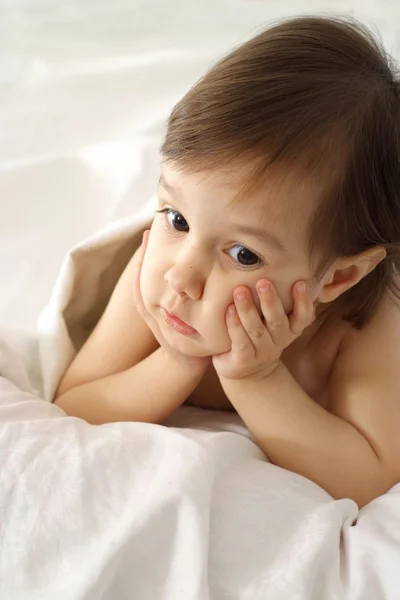 Lovely little girl sleeping at home — Stock Photo, Image