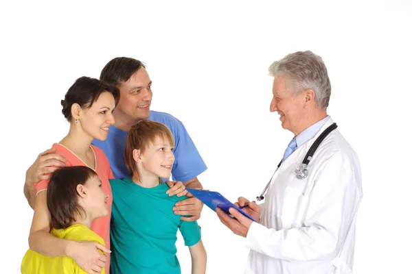Good medic is receiving visitors — Stock Photo, Image