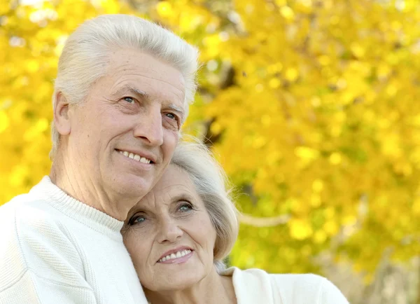 Bejaarde stel wandelen — Stockfoto