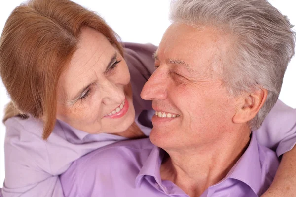 Pareja mayor en un blanco — Foto de Stock