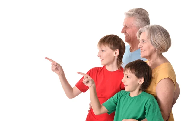 Бабушка с дедушкой и двумя внуками — стоковое фото