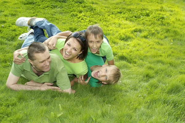 Divertente famiglia di quattro persone — Foto Stock