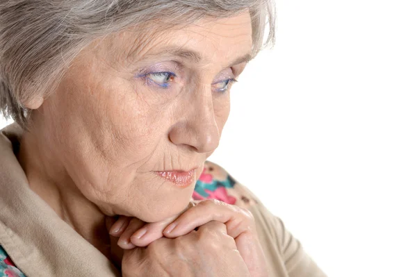 Emotional elderly woman Stock Photo