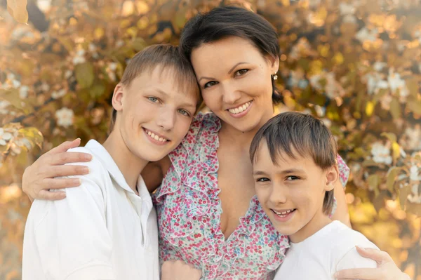 Moeder met haar twee zoons — Stockfoto