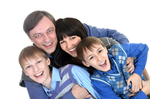 Retrato de familia alegre de cuatro — Foto de Stock