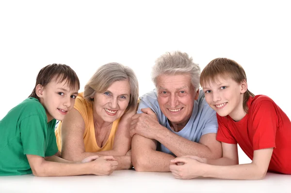 Happy boys and their grandparents — Stock Photo, Image