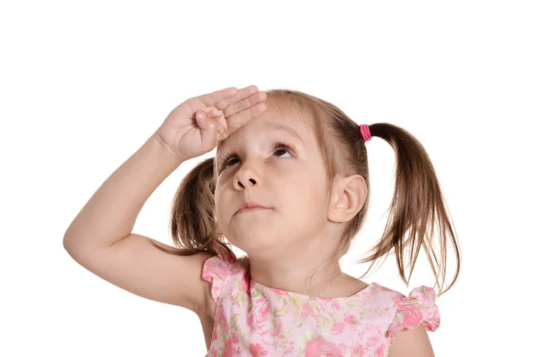 Carino ragazza in un abito rosa — Foto Stock