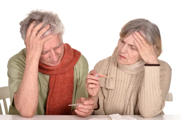 Elderly couple ill with influenza — Stock Photo, Image