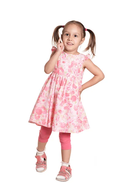 Little girl in a pink dress — Stock Photo, Image