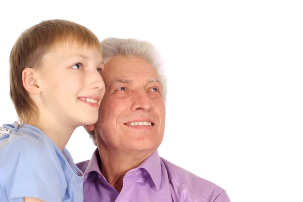 Jongen met zijn grootvader — Stockfoto