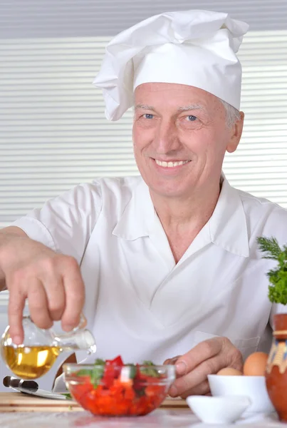Elderly man chef — Stock Photo, Image