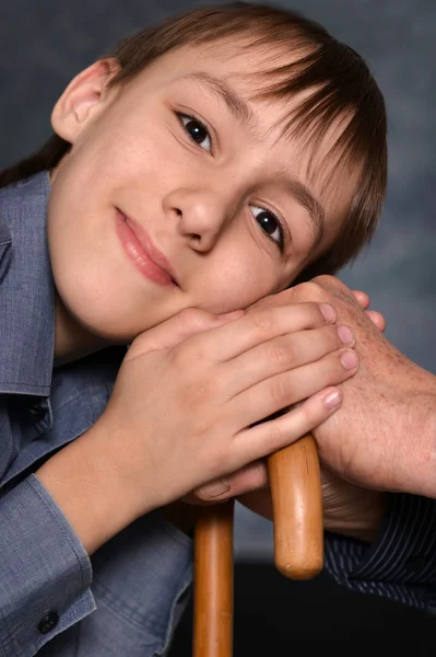 Boy holding the hands — Stock Photo, Image