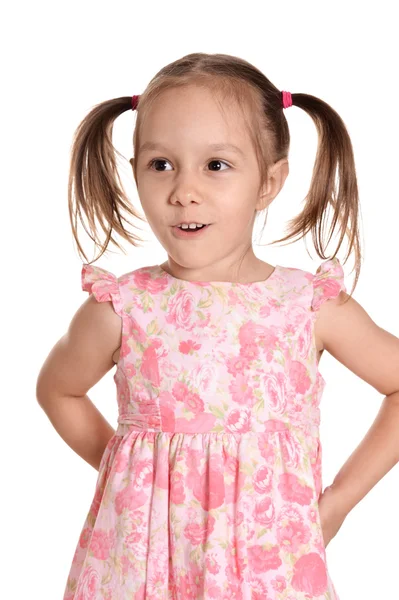 Kleines Mädchen im rosa Kleid — Stockfoto