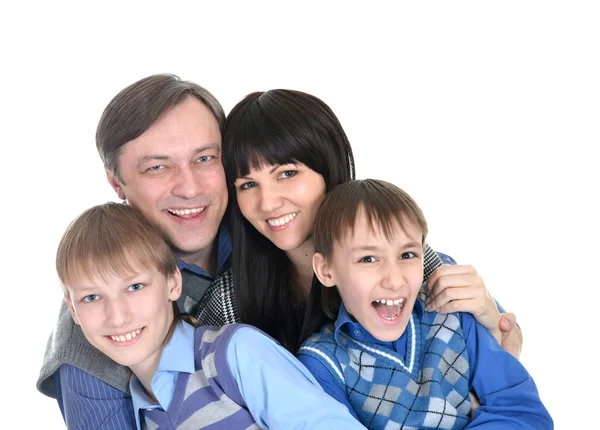 Retrato de família alegre de quatro — Fotografia de Stock