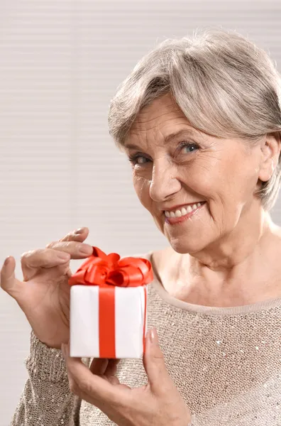 Olderly woman in studio — Stock Photo, Image