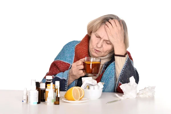 Elderly sick woman — Stock Photo, Image