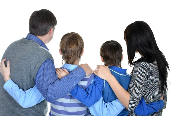 Portret van vriendelijke familie van vier — Stockfoto