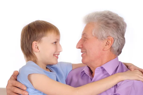 Jongen met zijn grootvader — Stockfoto