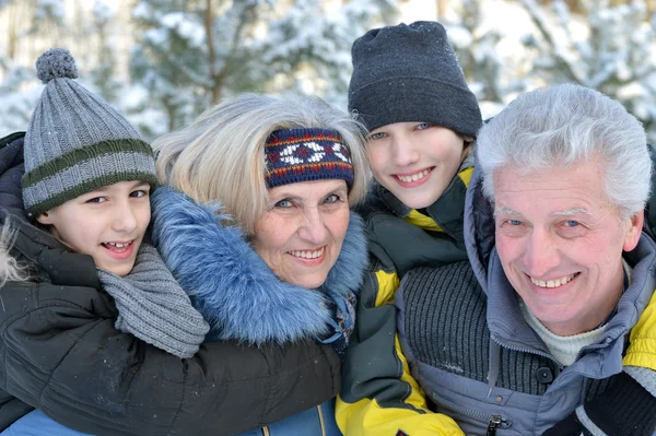 In de winter buiten en gelukkige familie — Stockfoto