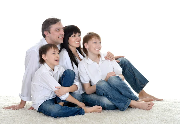 Divertida familia r en camisetas blancas —  Fotos de Stock