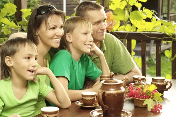 Famiglia amichevole di quattro persone — Foto Stock