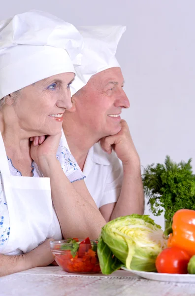 Couple preparing salad Stock Photo