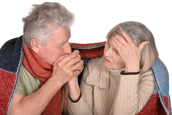 Äldre par sjuk i influensa — Stockfoto