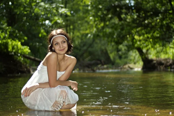 Nice brunette outdoors — Stock Photo, Image