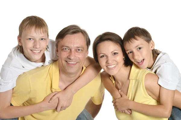 Söta familjen isolerad på vit bakgrund — Stockfoto