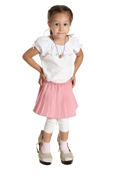 Retrato de niña emocional sobre fondo blanco — Foto de Stock