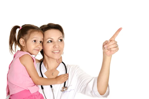 Menina visitando o pediatra — Fotografia de Stock