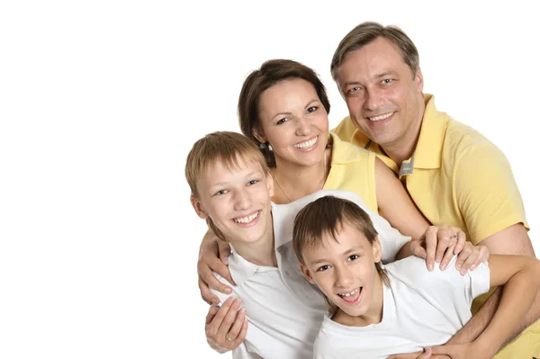 Linda familia aislada sobre fondo blanco —  Fotos de Stock