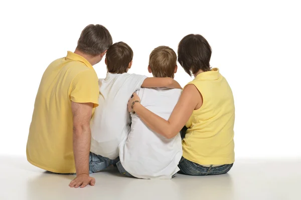 Família bonito isolado no fundo branco — Fotografia de Stock