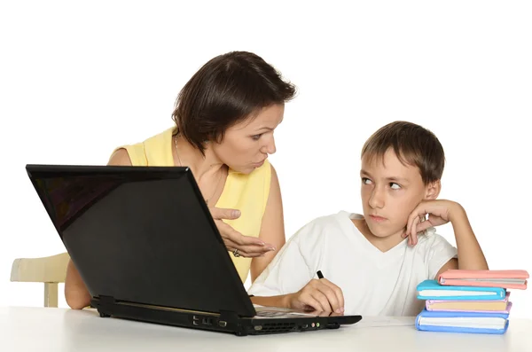 Mother and son studying together — Stock Photo, Image