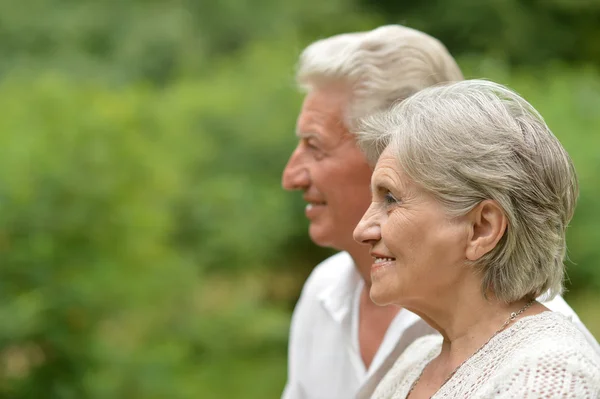 Felice coppia anziana a natura — Foto Stock