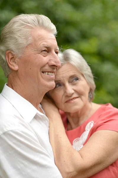 Feliz pareja de ancianos en la naturaleza —  Fotos de Stock