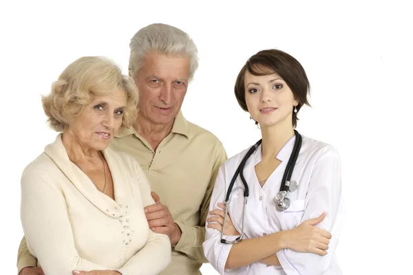 Хорошая медсестра с пожилым пациентом — стоковое фото
