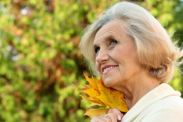 Bella signora nel parco autunnale — Foto Stock