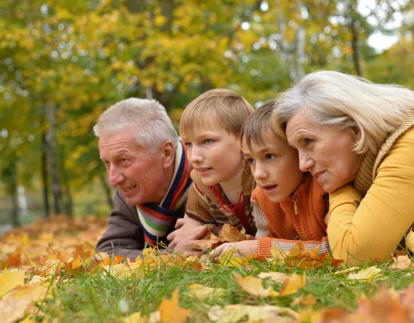 Familjen i en vacker höst park — Stockfoto