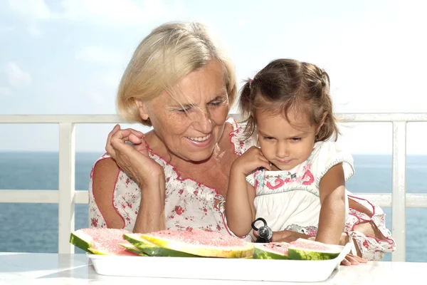 Girl with her grandmother — Stock Photo, Image