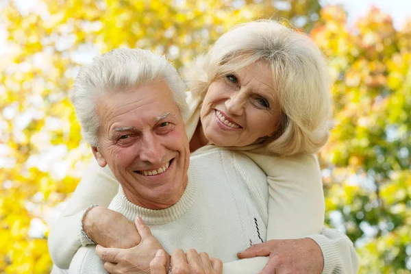 Old couple in autumn park — Stock Photo, Image