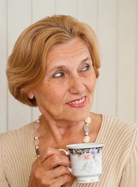 Superb old lady is resting at home — Stock Photo, Image