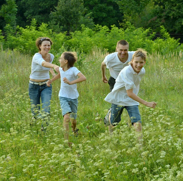 Rodina se baví v parku — Stock fotografie
