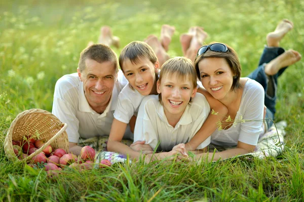 Aile piknik üzerinde — Stok fotoğraf