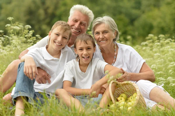 Hombre y mujer mayores con sus nietos —  Fotos de Stock