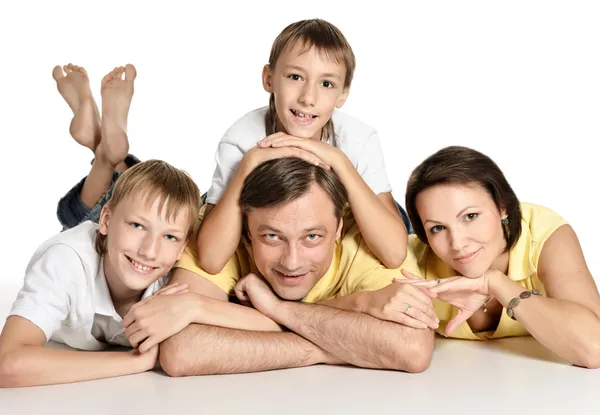 Portrait of a beautiful family in the room — Stock Photo, Image