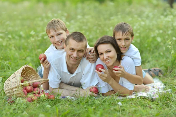 Aile piknik üzerinde — Stok fotoğraf