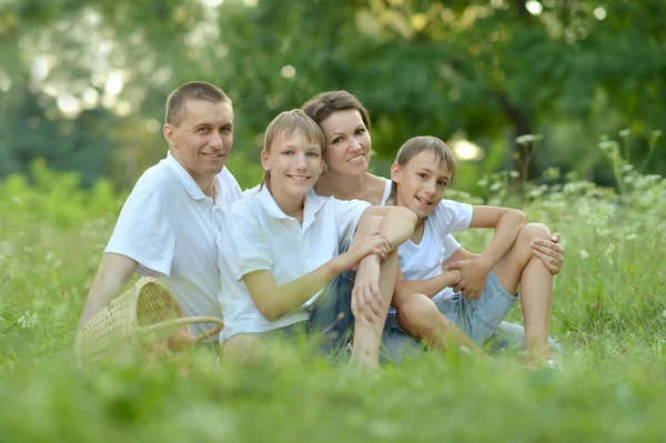 Aile piknik üzerinde — Stok fotoğraf