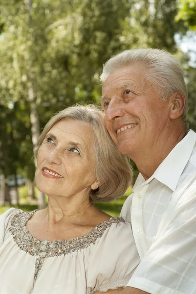 Liebenswertes älteres Paar ging in den Park — Stockfoto