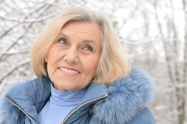Fin gammal kvinna på vintern — Stockfoto